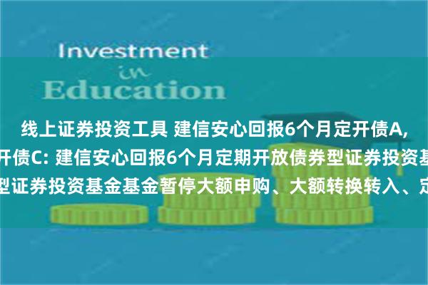 线上证券投资工具 建信安心回报6个月定开债A,建信安心回报6个月定开债C: 建信安心回报6个月定期开放债券型证券投资基金基金暂停大额申购、大额转换转入、定期定额投资公告